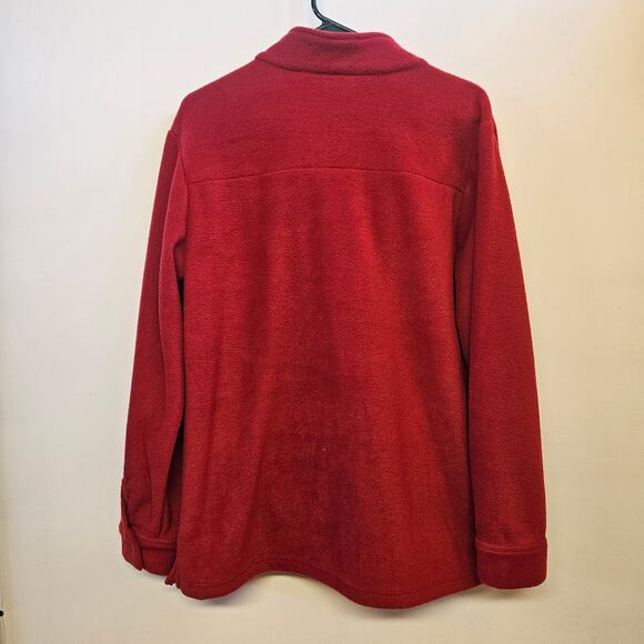Quacker Factory Red Fleece Jacket Size M Rhinestone Blingy Grandmacore Mature - Picture 4 of 12